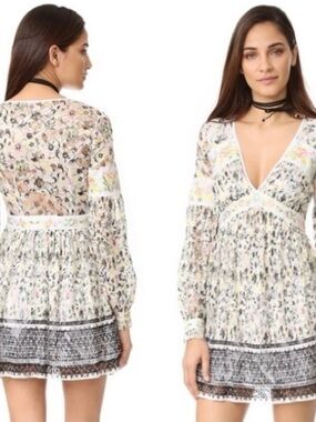 Free People Cherry Blossom Mini Dress in Ivory